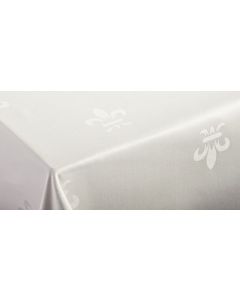 SALE - Damast tafellaken van 150 x 320 cm - ivoorkleur met FLOR de LYS motief