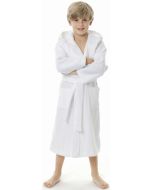Egeria Maurice effen kinderbadjas wit met capuchon 