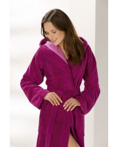 Dames Fleece/badstof badjas met capuchon Cawo/Lago 802.22