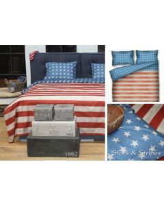 Town & Country Stars en Stripes  240 x 220cm dekbedovertrek blauw