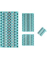 Cawo Unique handdoeken Cubes 942.44 turquoise 